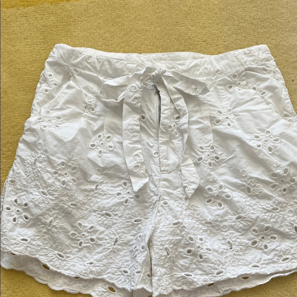 En Saison White Eyelet High Waist Shorts